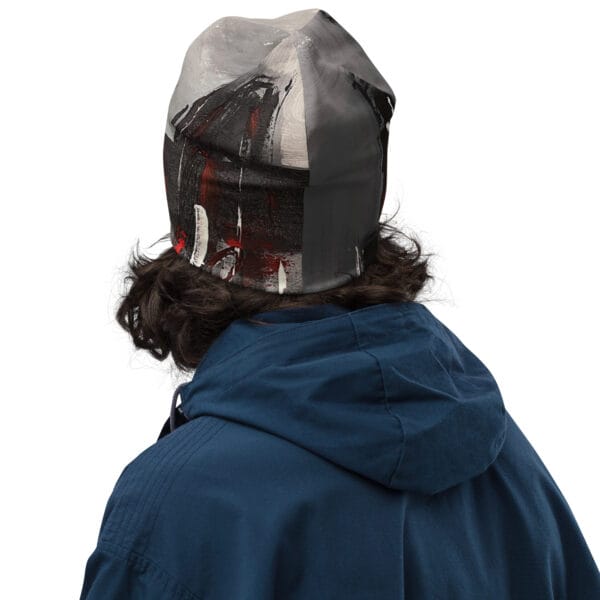 Abstract Print Beanie - “Fragments of Fire”