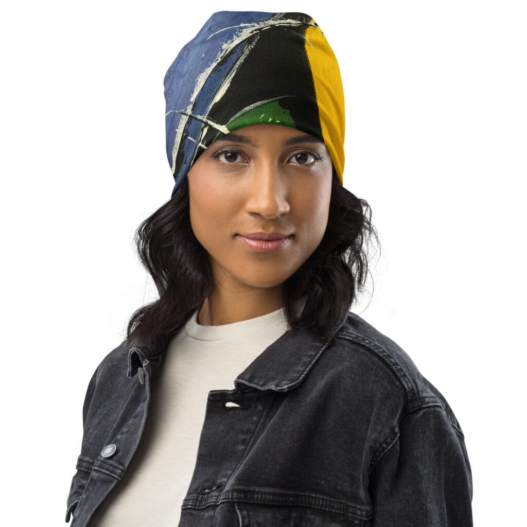 Abstract Print Beanie | "Orbit of Thought"