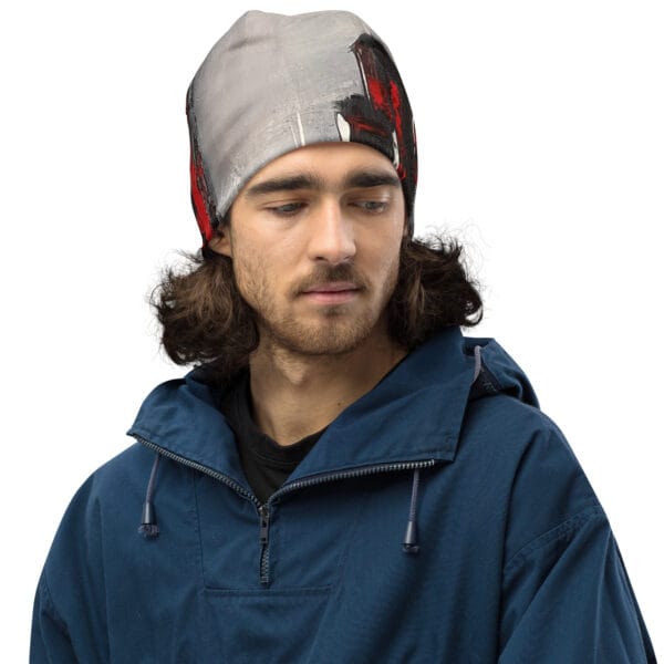 Abstract Print Beanie - “Fragments of Fire”