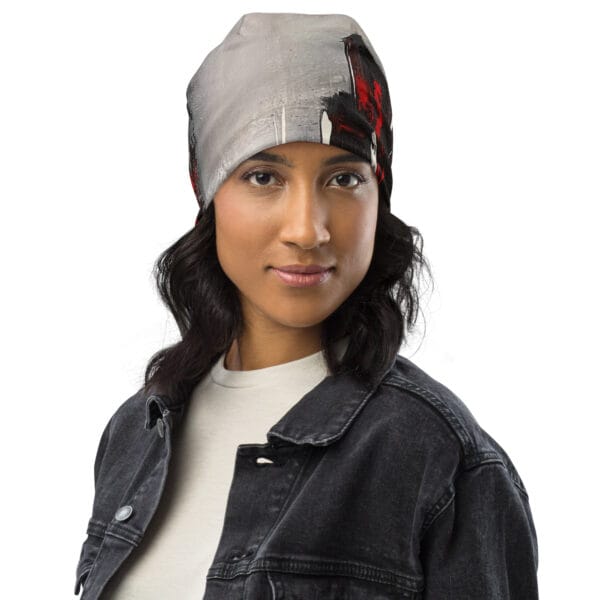 Abstract Print Beanie - “Fragments of Fire”