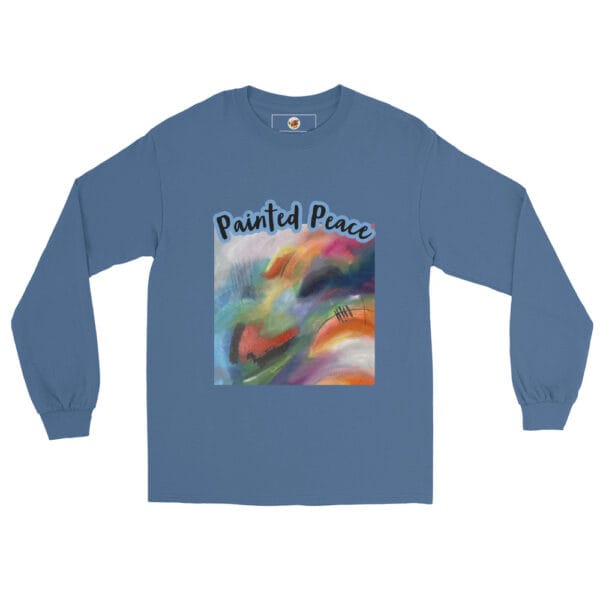 mens-long-sleeve-shirt-indigo-blue-front-6859b71c05e59.jpg Men’s Long Sleeve Shirt -“Radiant Veil”