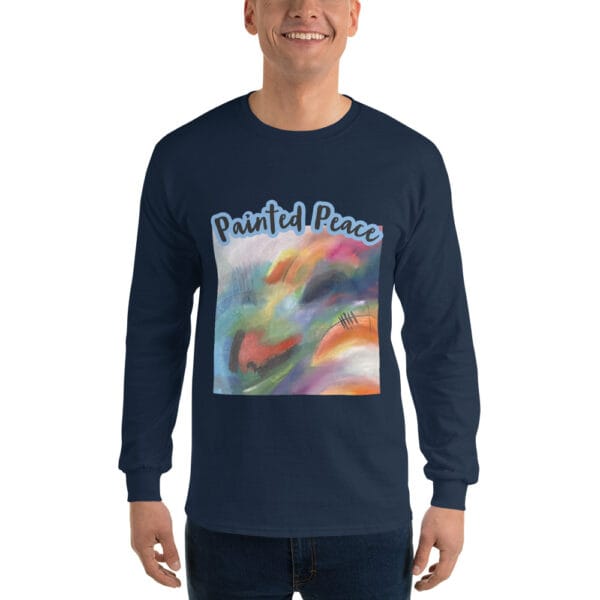 mens-long-sleeve-shirt-navy-front-6859b71c2b91a.jpg Men’s Long Sleeve Shirt -“Radiant Veil”