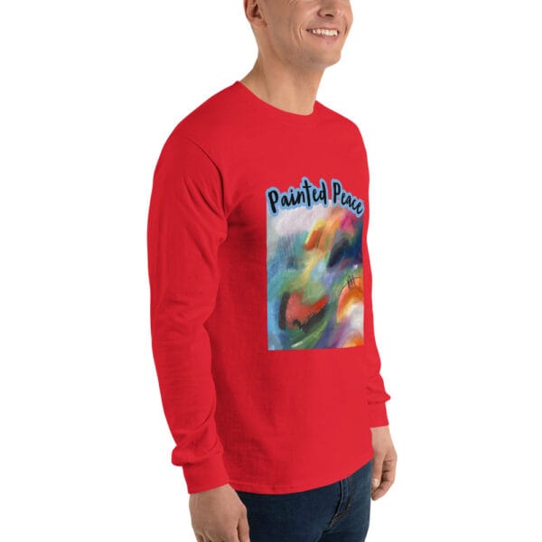 mens-long-sleeve-shirt-red-right-front-6859b71c396c1.jpg Men’s Long Sleeve Shirt -“Radiant Veil”