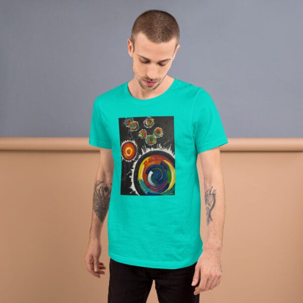 unisex-staple-t-shirt-teal-front-685a4a366fc22.jpg Abstract Unisex T-Shirt
