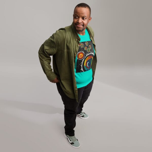 unisex-staple-t-shirt-teal-front-685a4a36aafce.jpg Abstract Unisex T-Shirt