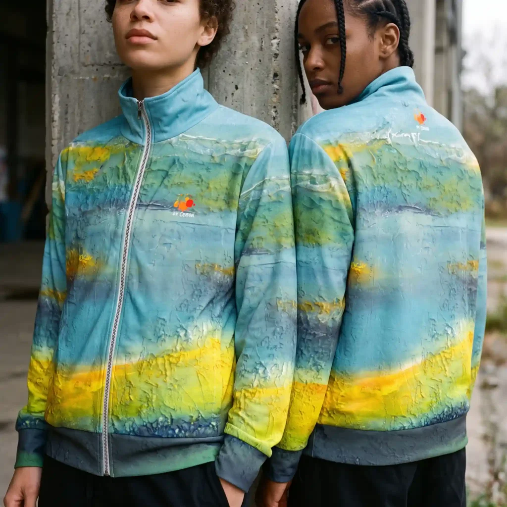 Abstract Recycled Unisex Track Jacket | "Where Light Settles"
