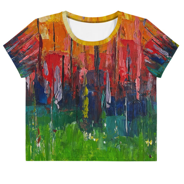 all-over-print-crop-tee-white-front-689800a22ab0c.jpg Abstract Print Crop Tee - “Picnic”