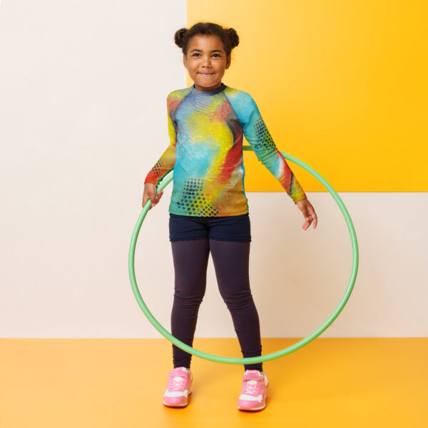 all-over-print-kids-rash-guard-white-front-68a89ea912274.jpg Kids Rash Guard (UPF 50+) - "Red Rasta"