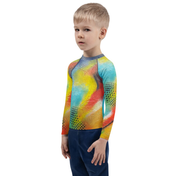 all-over-print-kids-rash-guard-white-left-68a8a04639fa5.jpg Kids Rash Guard (UPF 50+) - "Red Rasta"