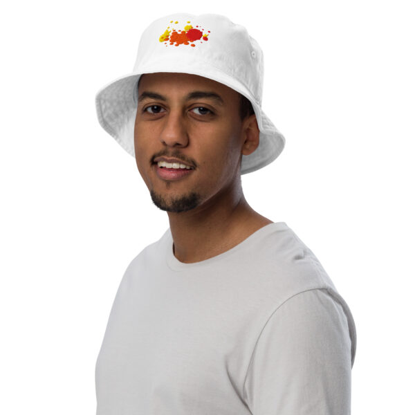 organic-bucket-hat-bio-white-front-689d5e01661bc.jpg Organic Bucket Hat - Color Splash (Embroidery)