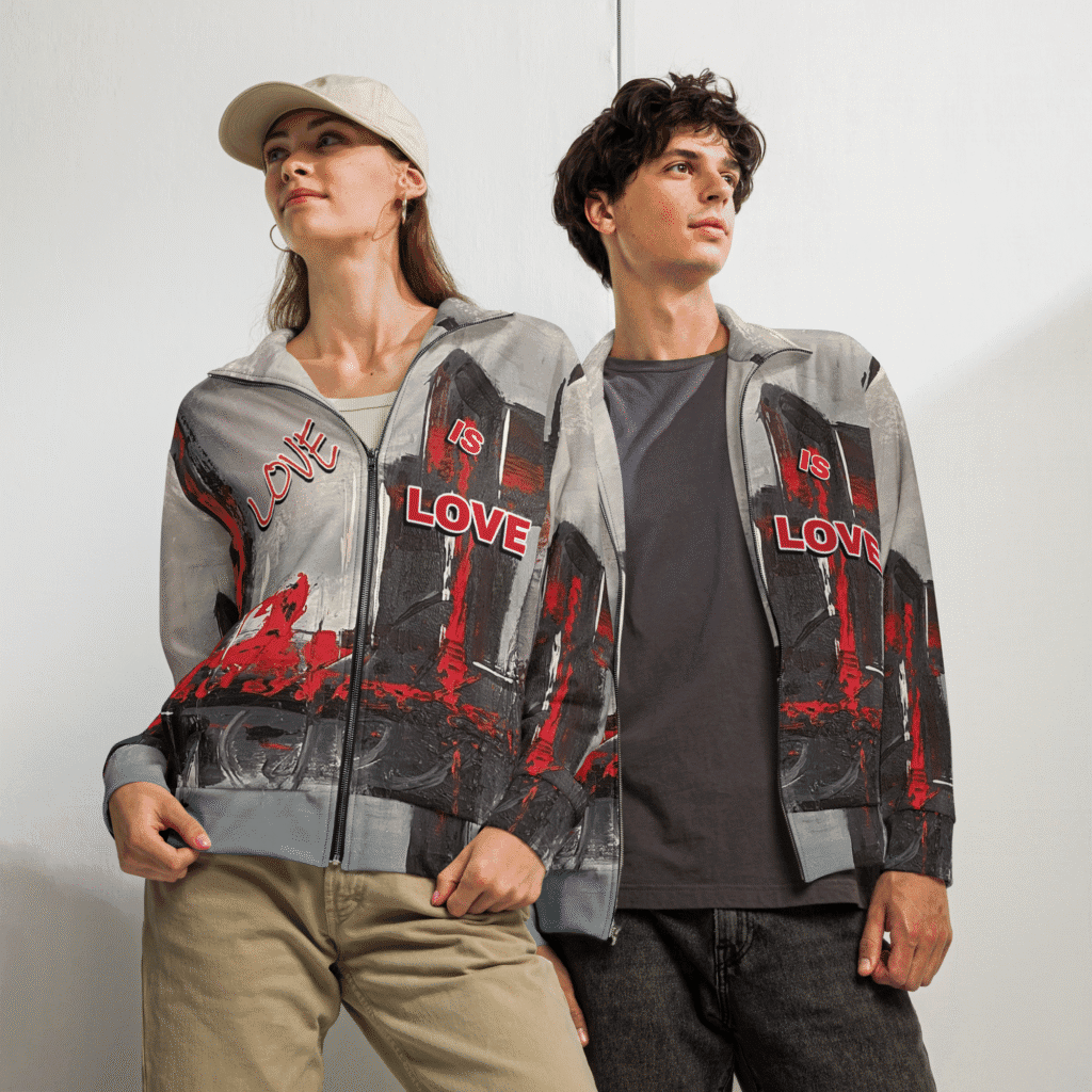 Unisex Track Jacket | "Fragments of Fire" | Love is Love
