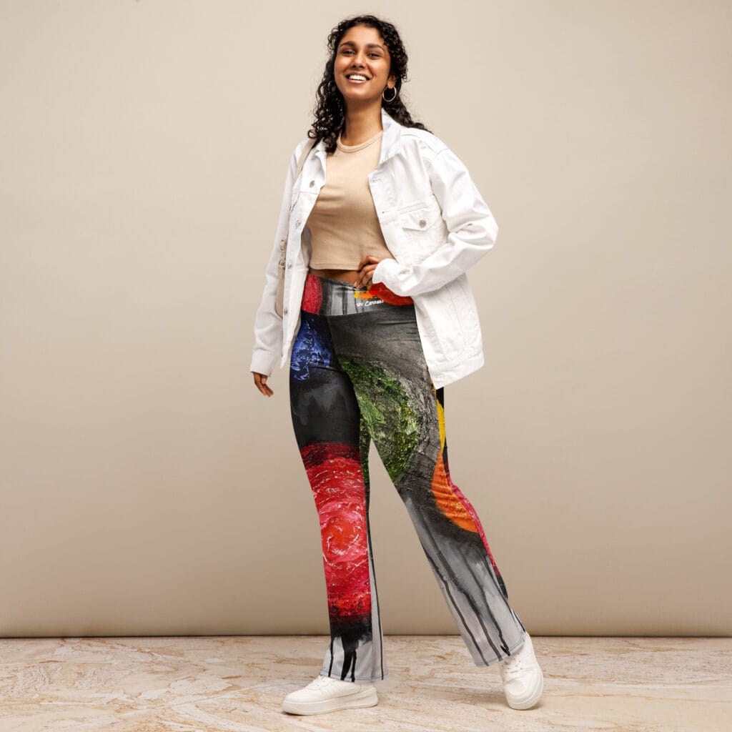 Abstract Print Flare Leggings | "Unspoken Gravity 2"