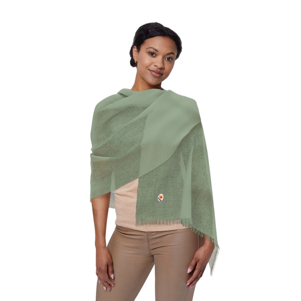 Lightweight Sage Scarf – Soft Pastel Wrap with Fringe