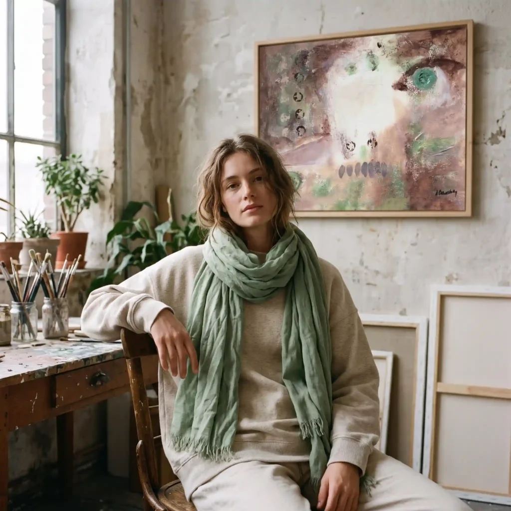 Lightweight Sage Scarf – Soft Pastel Wrap with Fringe