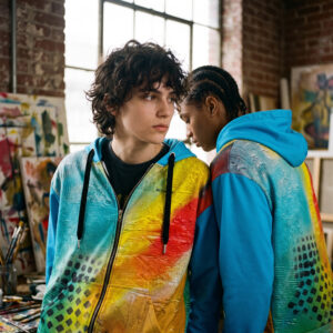 Recycled Unisex Zip Hoodie | "Red Rasta" (Turquoise)