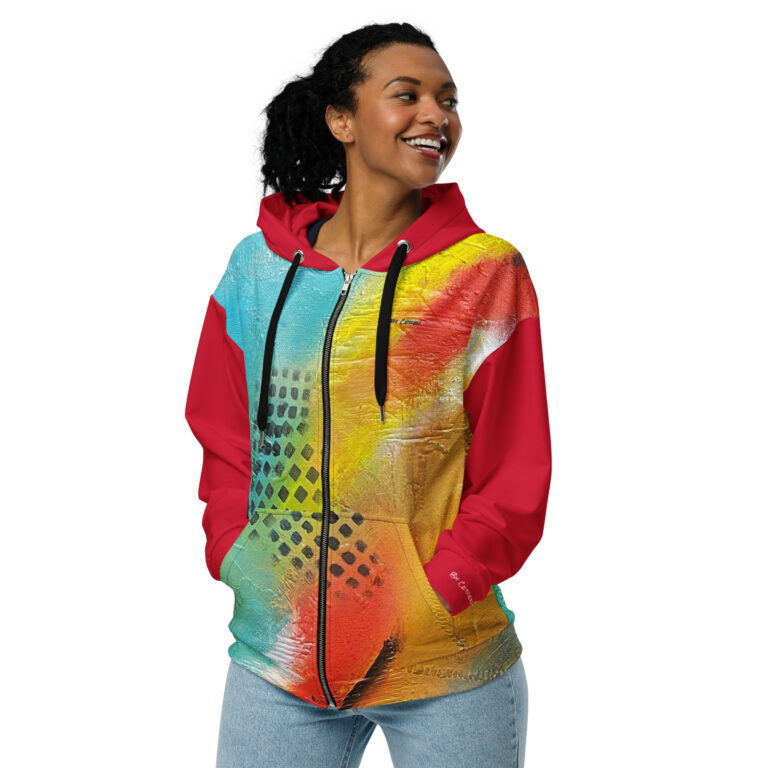 Recycled Unisex Zip Hoodie | "Red Rasta" (Red)