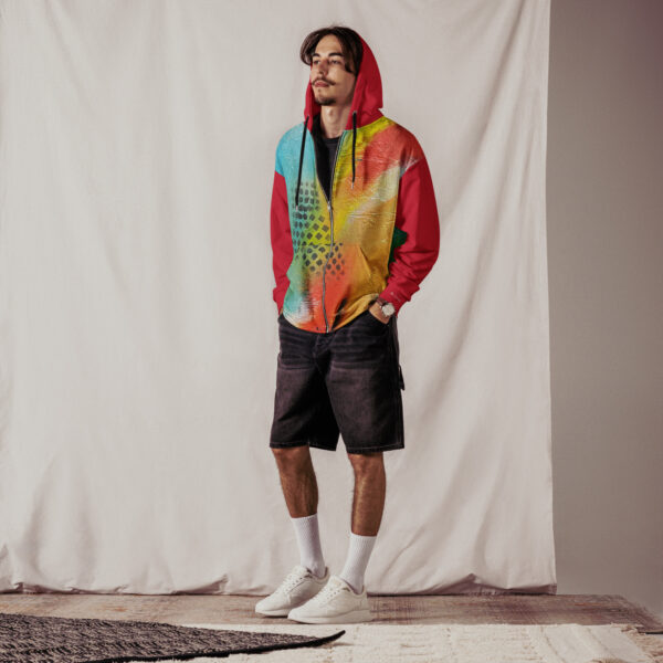 all-over-print-recycled-unisex-zip-hoodie-white-front-699d451c6fd87.jpg Recycled Unisex Zip Hoodie | "Red Rasta" (Red)